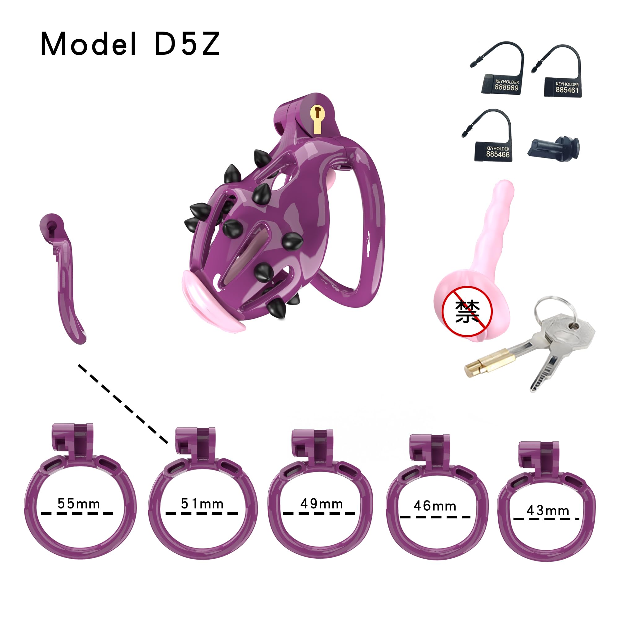 Cage de chasteté pour homme avec 5 anneaux de pénis et pointes de massage en silicone Cage de pénis avec cathéter Bondage de pénis extrême SM Chasteté pour homme Jouets sexuels (D5)