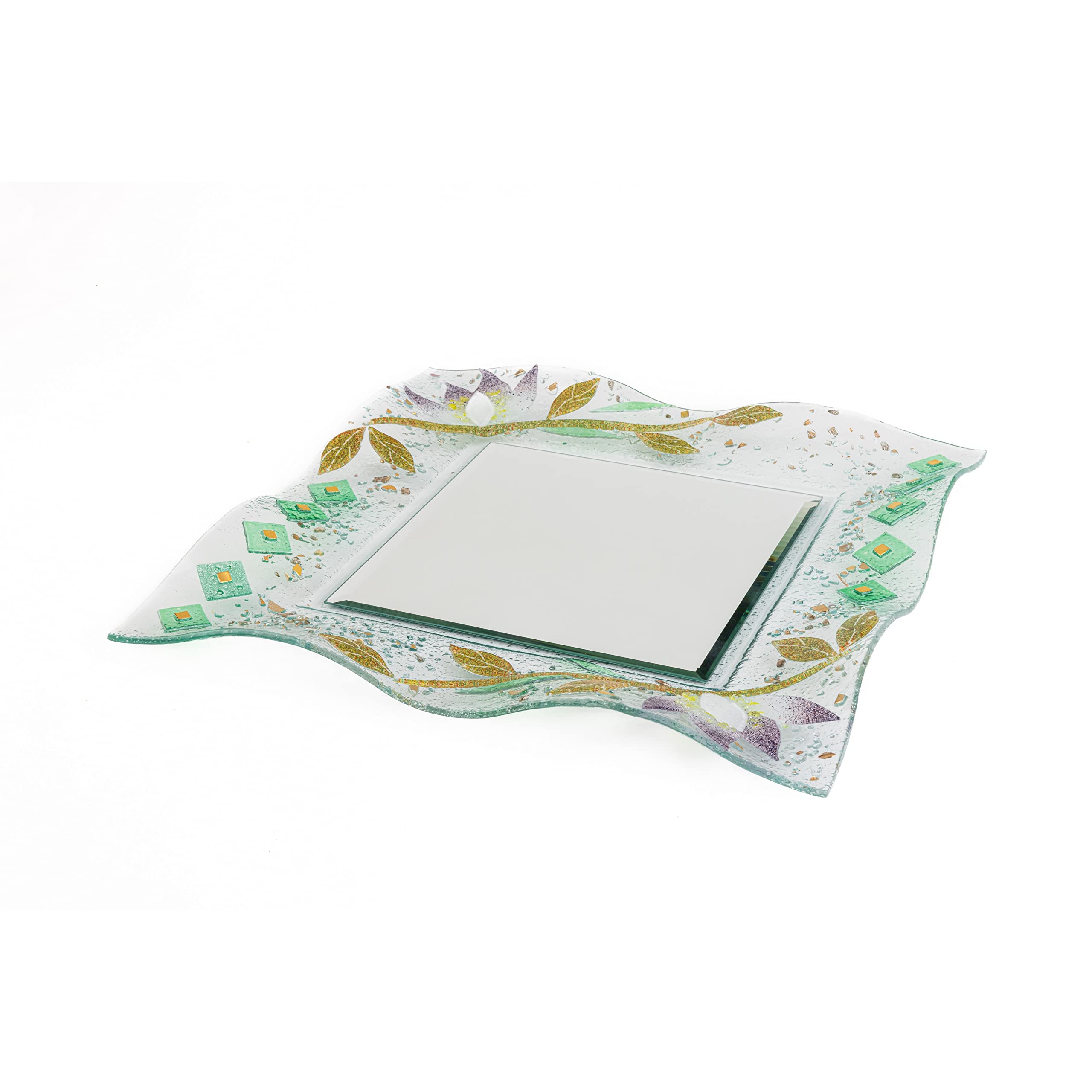 Sospiri Venezia Specchio Veneziano Realizzato a Mano con Supporto a Muro Specchiera cm 39x39 Vetro Murano Decoro casa Idea Regalo Oggetti Made Italy