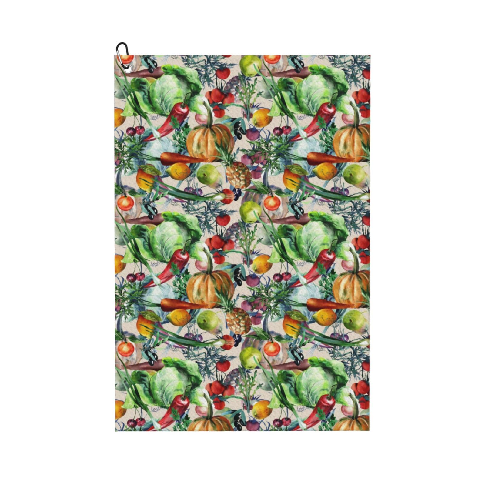 AOOEDM Vegan Print Golf Towel with Carabiner Clip Absorbent Microfiber Golf Towel for Cleaning Golf Ball Club Putter Iron for Golf Bag Trolly Belt Loop 16" X 24"