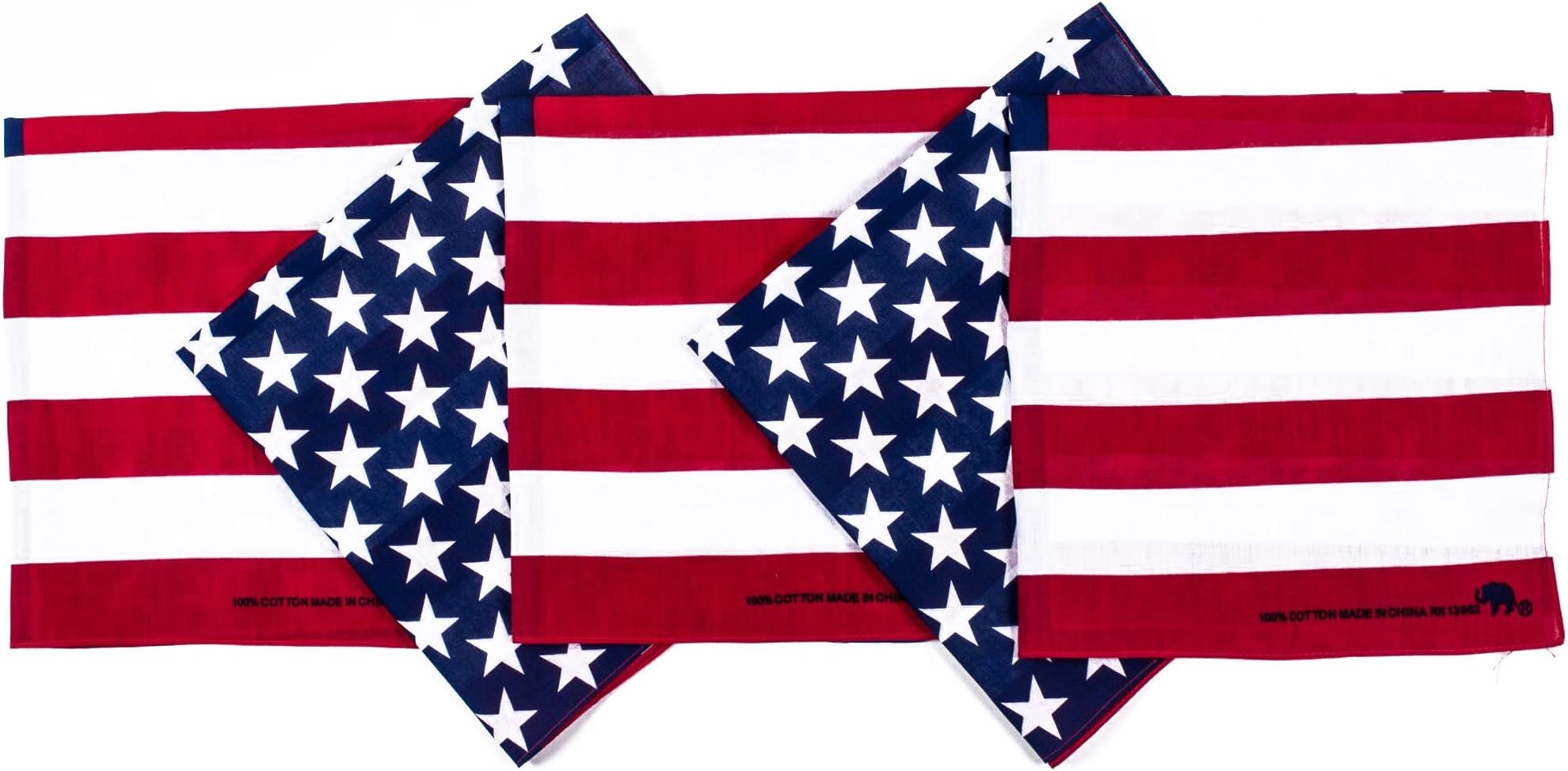 Elephant Brand Original Bandanas 100% Cotton Since 1898-5 Pack (American Flag)