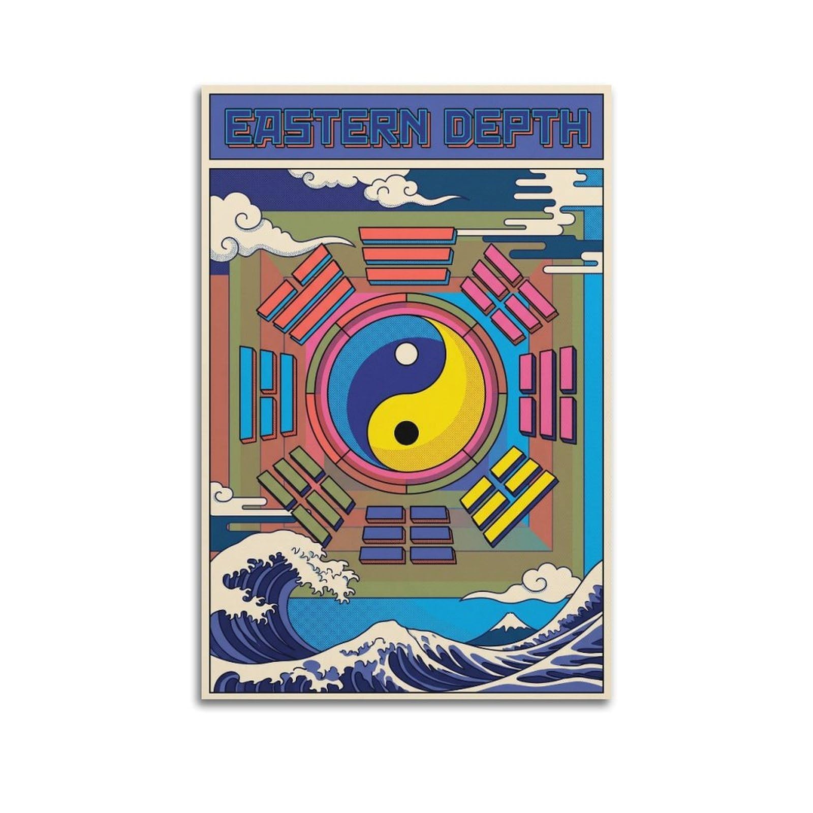 OKNGB China Tai Chi Yin Yang Bagua Healing Meditation Poster Decorative Painting Canvas Art Picture 20x30inch(50x75cm)