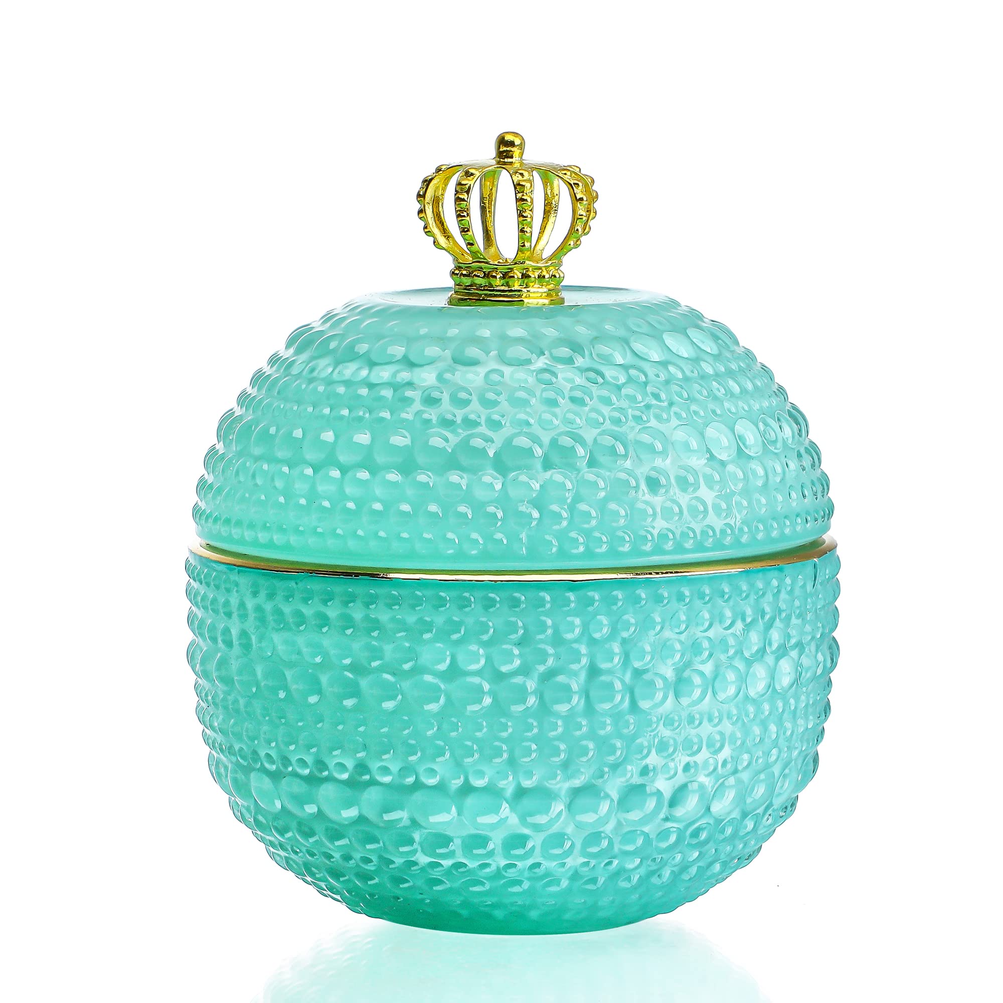 H&D HYALINE & DORA Glass Jewelry Storage Box for Rings Earrings Necklace Treasure Organizer Jewelry Keepsake Gift Box Case for Home Wedding, Blue