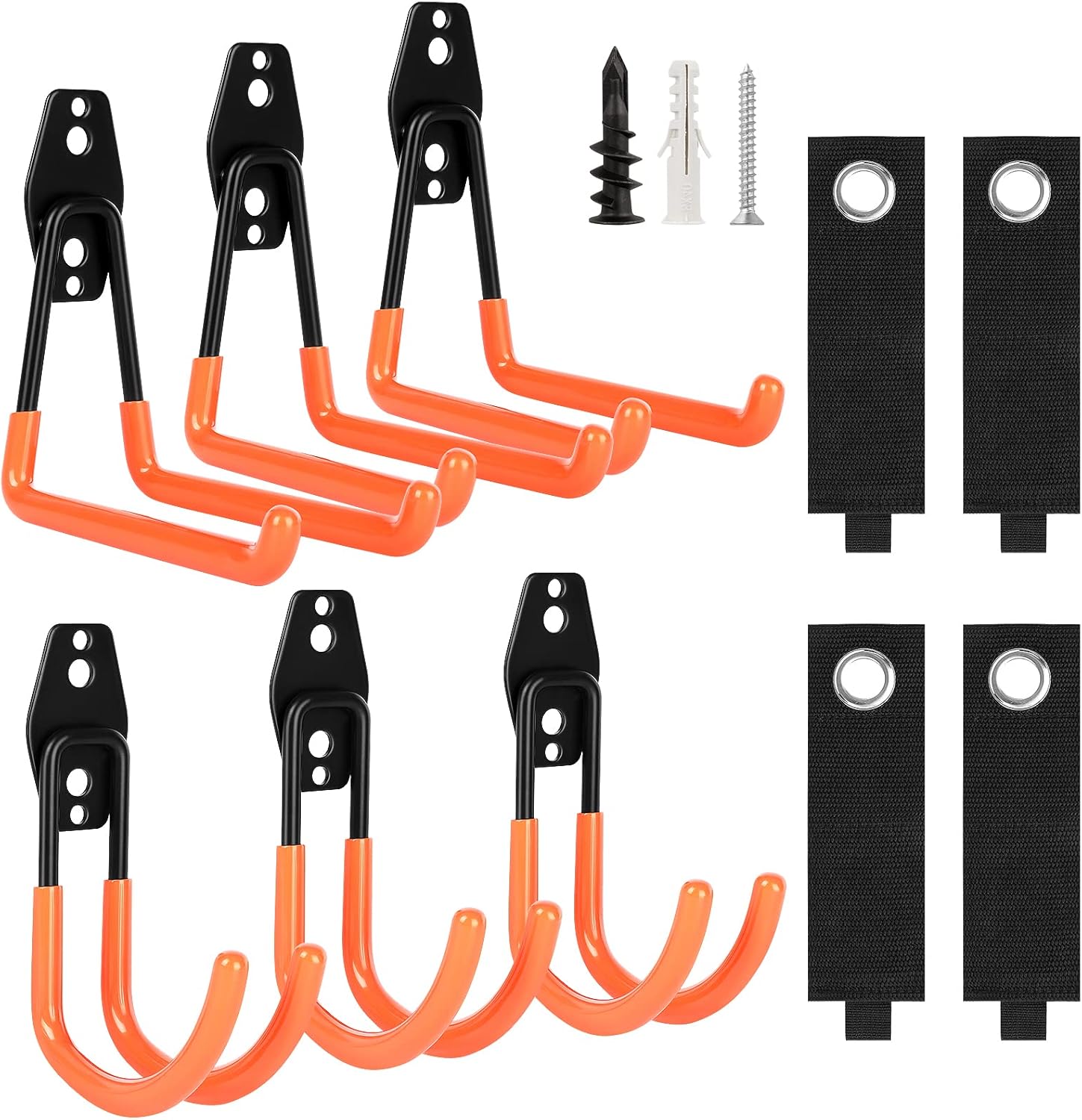 AojSup 10 Pack Garage Hooks&Hose Storage Straps, Heavy Duty Garage