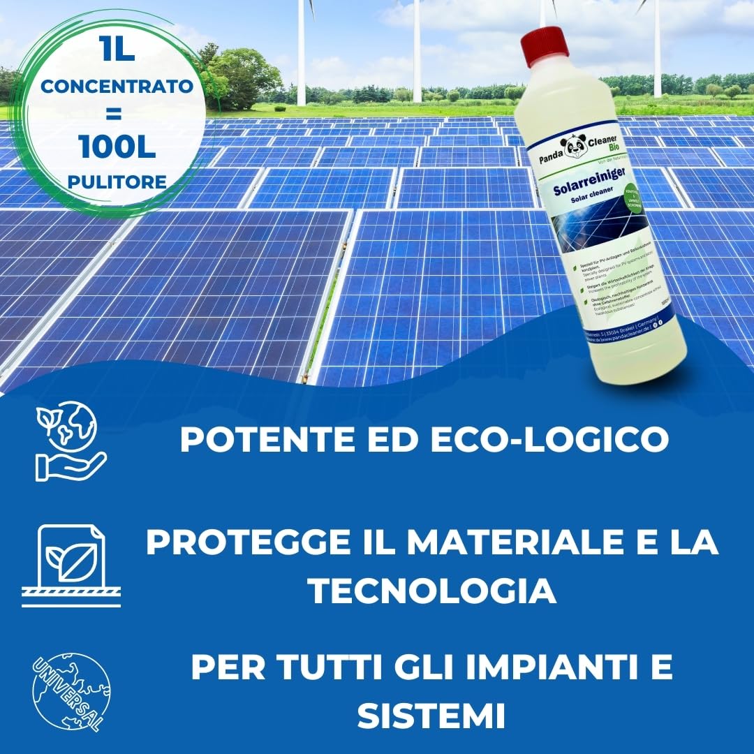 PandaCleaner Detergente biologico professionale 1l per impianti solari fotovoltaico altamente concentrato 1:100