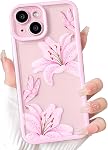 NITITOP Compatible avec iPhone 14 Cas mignon Lily Flower Floral Papillon Pattern pour les femmes Filles Couleur Frame Slim Shockproof Protective Phone Cover - rose