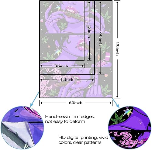 Miniatura 7 de Wegklazax Tapiz trippy genial con luz negra tapices estéticos UV lindo tapiz para colgar en la pared para dormitorio sala de estar morado 36 x 48