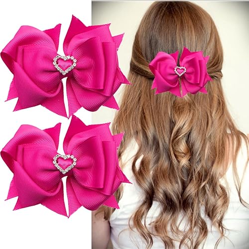 Miniatura 3 de Clip de lazo de corazón para el cabello, horquilla de cinta de amor rosa de San Valentín para niñas, doble capa, clip de corazón, lazo para el día