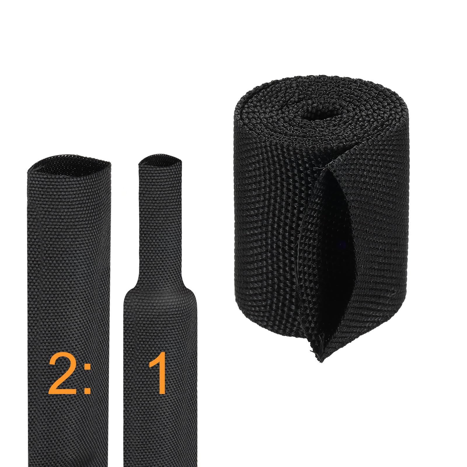 sourcing map 2:1 Ratio Heat Shrink Braided Sleeve 30mm ID 1 Meter Automotive Wire Loom Braided Cable Sleeves Fabric Woven Shrinkable Tubing Protection for Harness Cable Sheath Hose Wire, Black