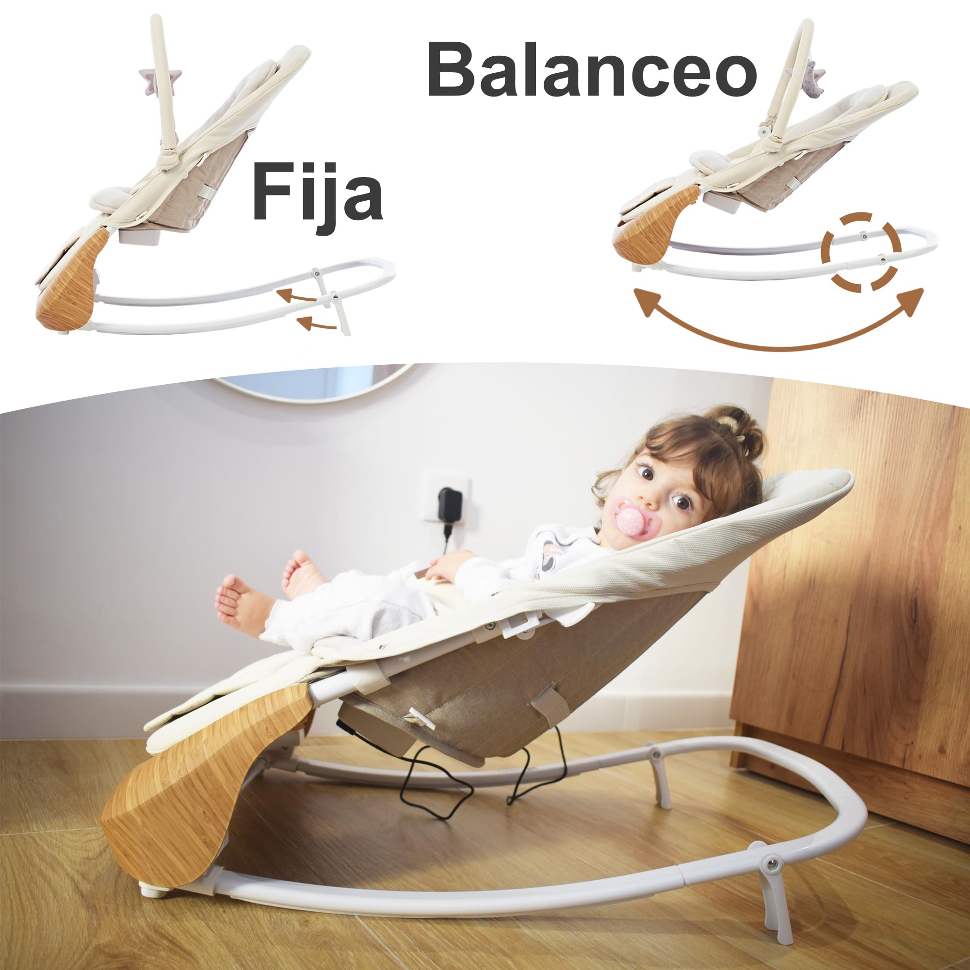 Twinly – Hamaca Bebé Evolutiva CUDDLY con Detección de Llanto y Vibración Automática | Columpio y Mecedora Ergonómica Plegable, Balanceo Recién Nacido 0+ m hasta 18 kg