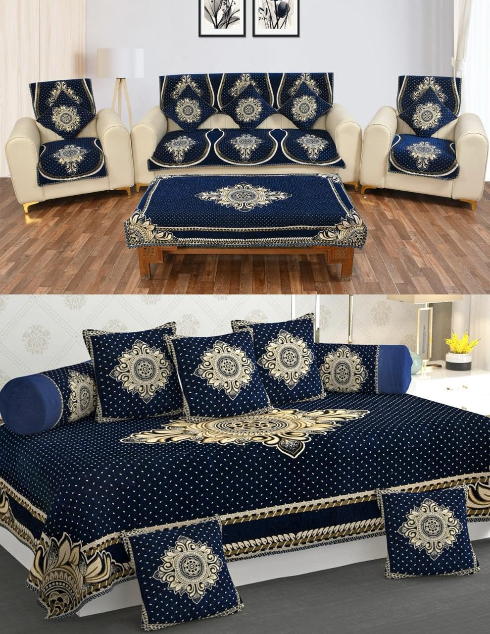 Diwan Set of 8 Pieces Combo with Sofa Covers for Living Room 5 Seater and Center Table Cover-picture-14