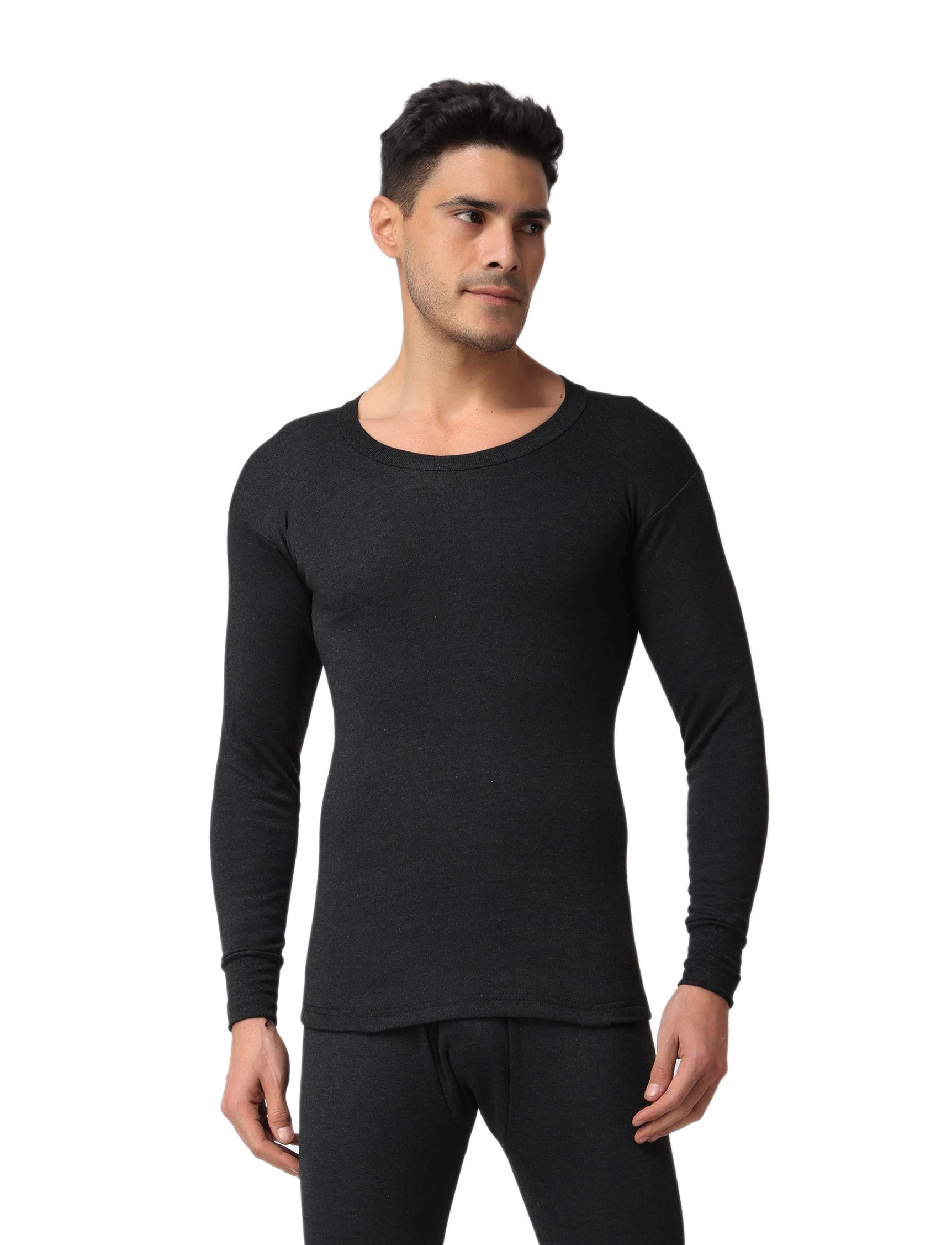 Men's Round Neck Black Thermal Top-image-18
