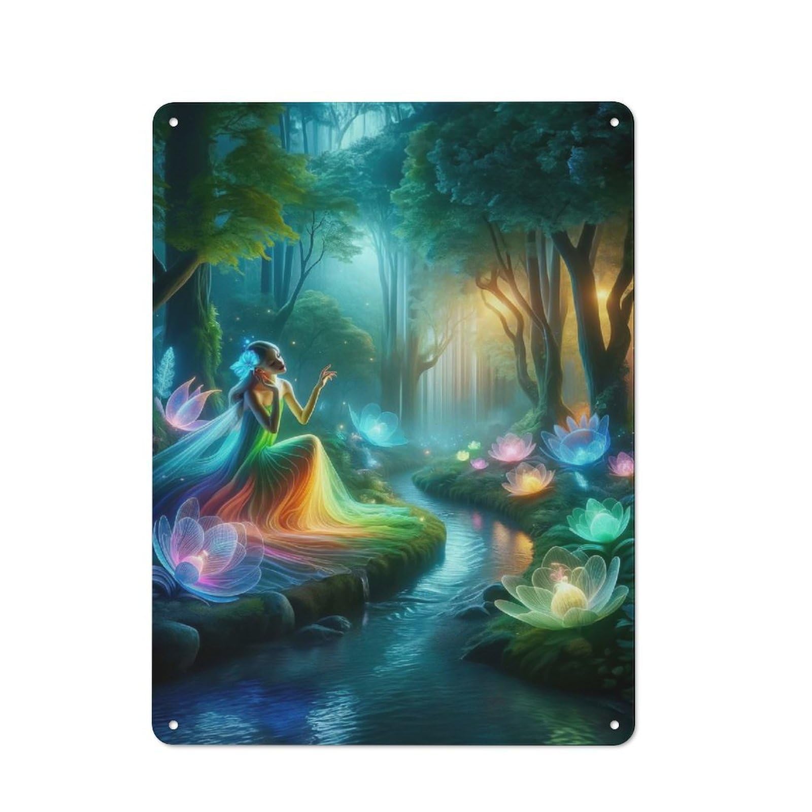 Junmoney Style-8 Rainbow Forest Workshop Style Metal Wall Decor 40X30cm, Decorative Metal Plaque For Garage, Hobby Room, Office Or Man Cave
