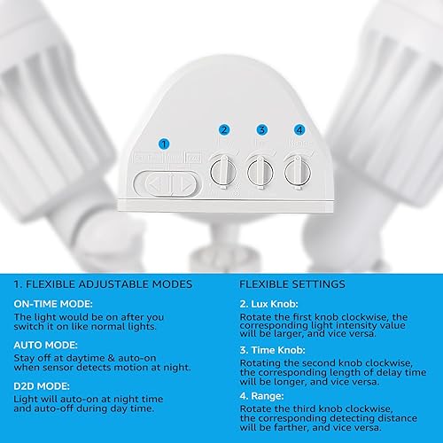 Miniatura 5 de Luz de seguridad LED con sensor circular, 2 cabezales 20W3 cabezales 30W., LHSCT-20WRSS30-WHT, 20.0watts, 120.00 volts