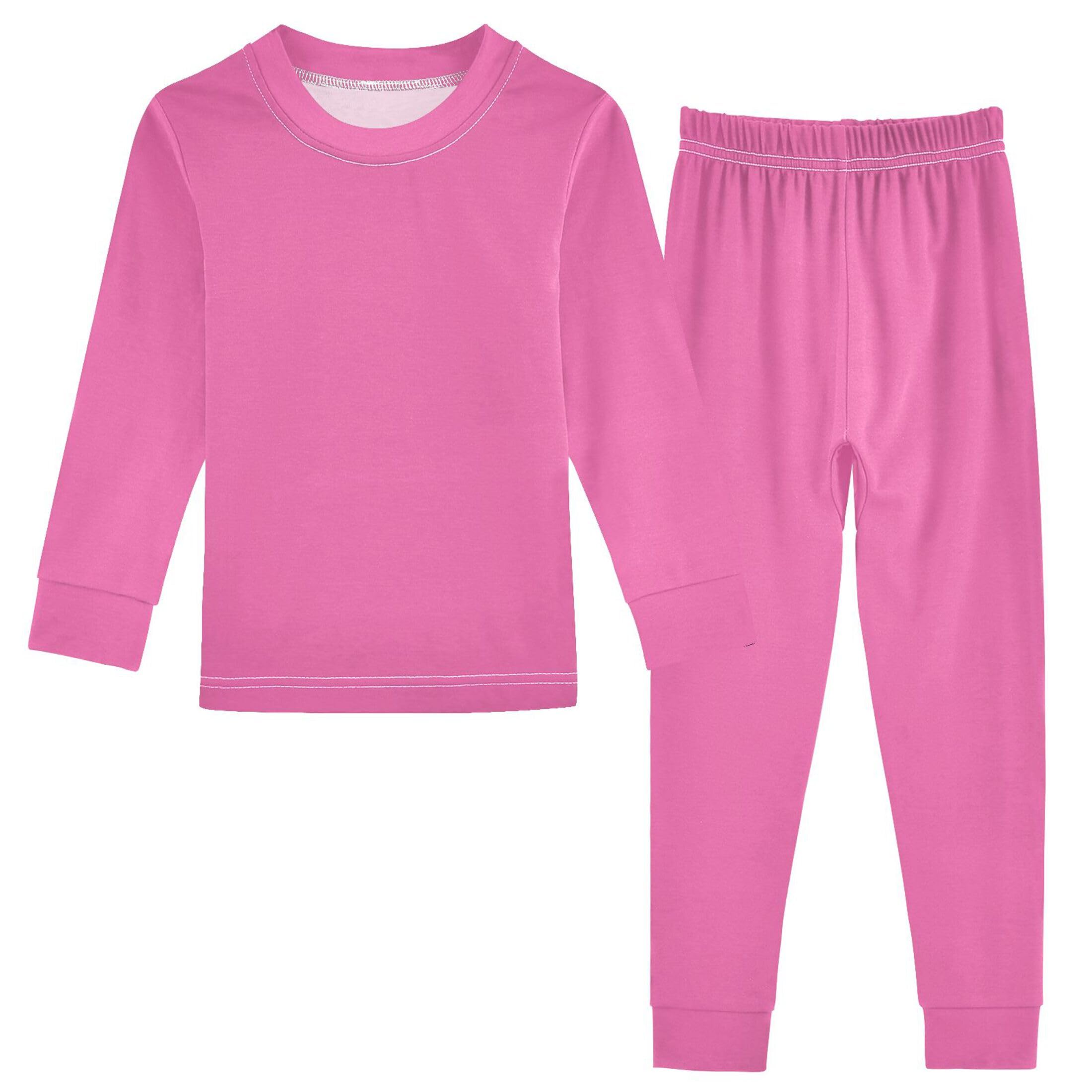 Hot Pink Long Sleeve Pajamas Set Sleepwear Jammies 2pcs Set Pjs Hot Pink 01