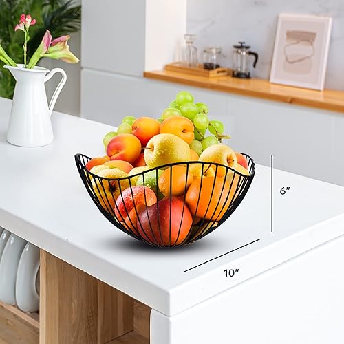 Miniatura 2 de Cesta de frutas de alambre de metal para encimera de cocina, moderno almacenamiento para el hogar, centro de mesa decorativo, soporte para encimera,