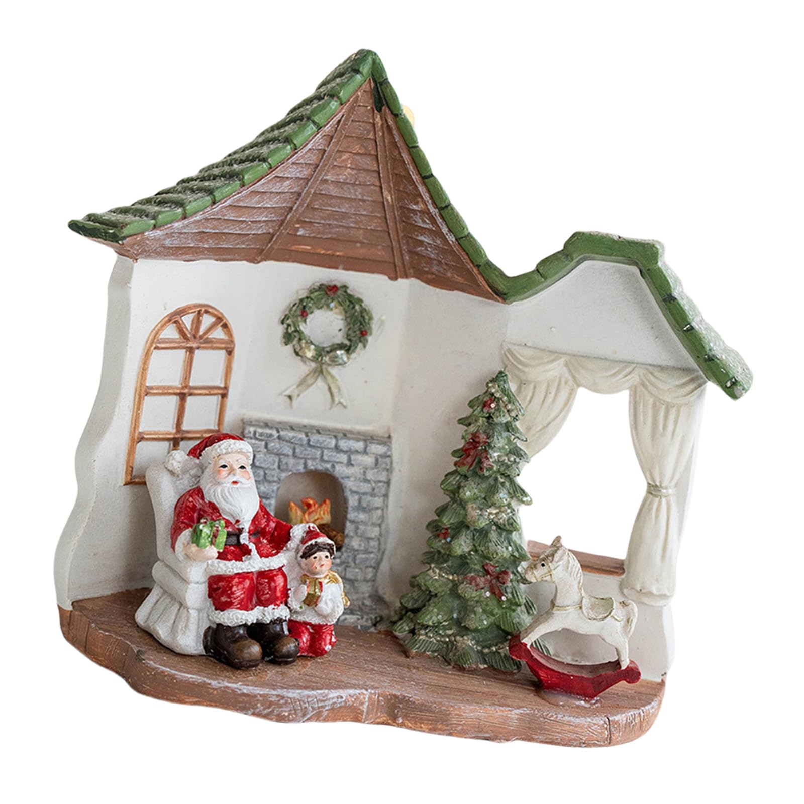 carotoe Intricate Resin Christmas Tree/House Display Statue Festival Tabletop Decoration Hand Painted Ornament Party Supplies Christmas Accessory