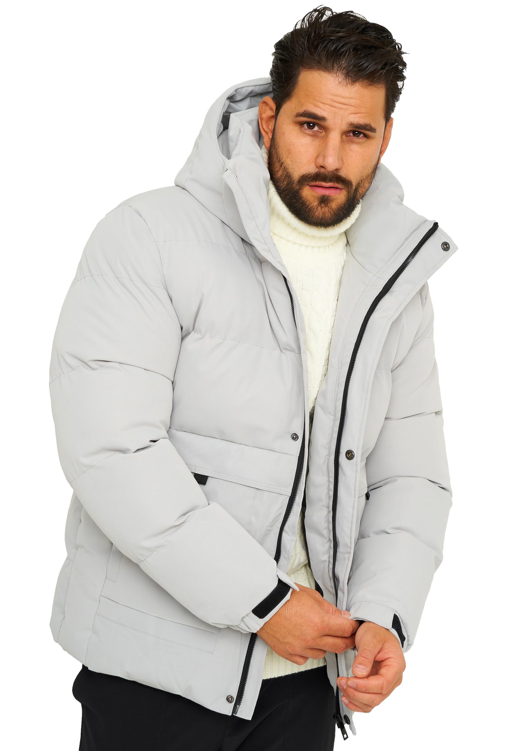 Soulstar Herren Winterjacke mit Kapuze Steppjacke Pufferjacke Outdoorjacke Übergangsjacke Mens Jacket