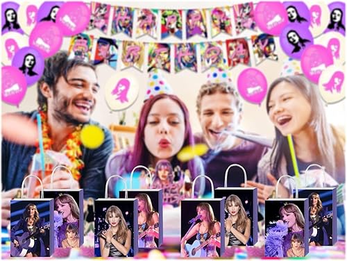 Miniatura 6 de Vibbint 12 bolsas de regalo de fiesta Taylor con asas para decoración de fiesta de cumpleaños rápido