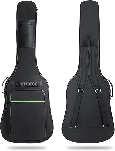 Miniatura 14 de Bolsa de guitarra bajo con acolchado de 0.276 in, funda impermeable para bajo eléctrico, mochila con correa para el cuello y bolsillos, color negro