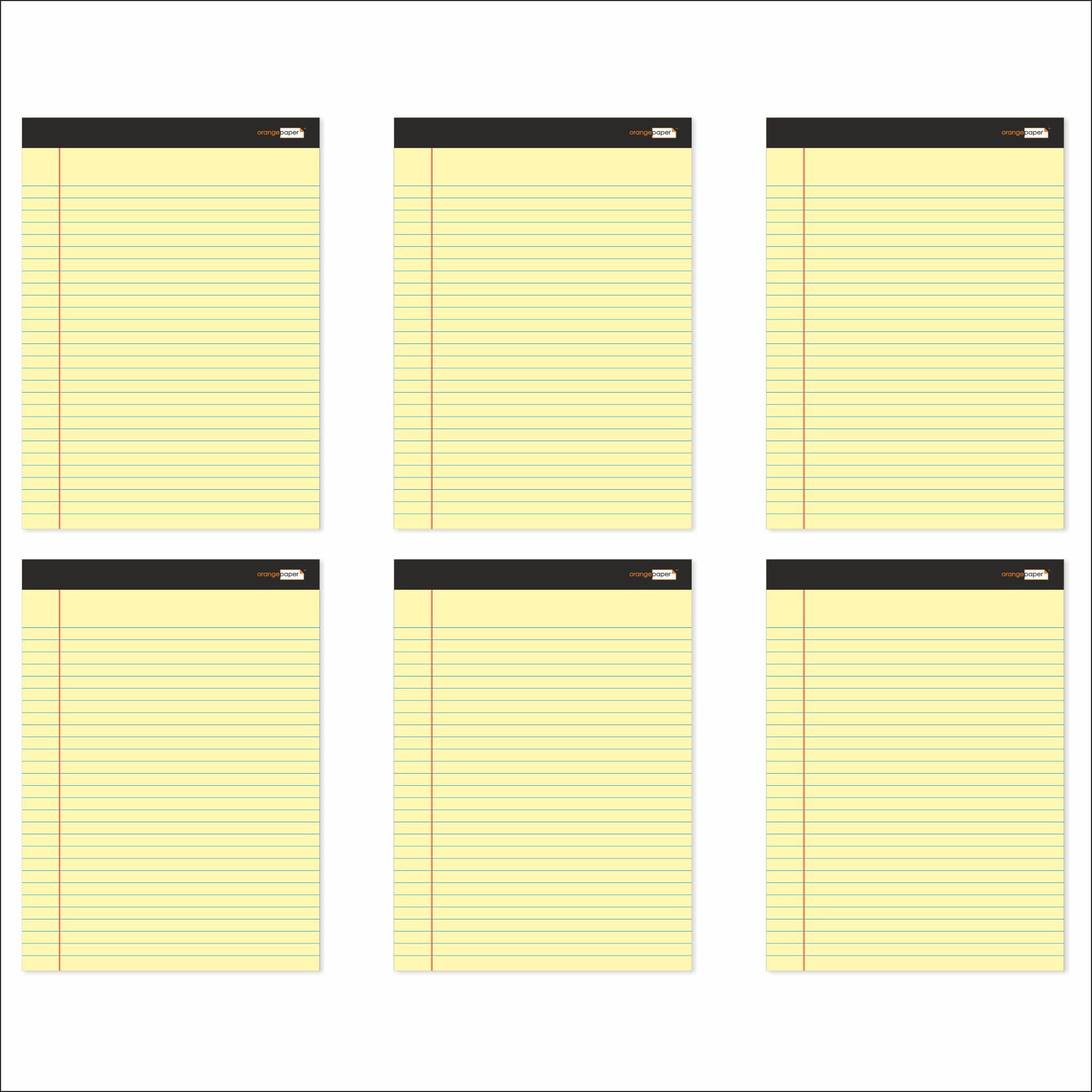 Orange Paper Legal Pads – 8.5” x 11”, Perforated, 50 Sheets per Pad – Pack of 6, Yellow Paper, Smooth Writing (Pack of 6)