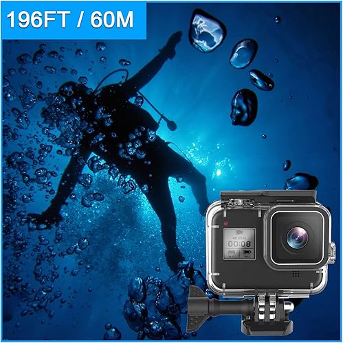 Miniatura 3 de Para Gopro Hero 8 Accesorios Negro Protección Impermeable Carcasa Caso Buceo 60M Protector para Gopro Hero 8 Deportes Cámara, IP68
