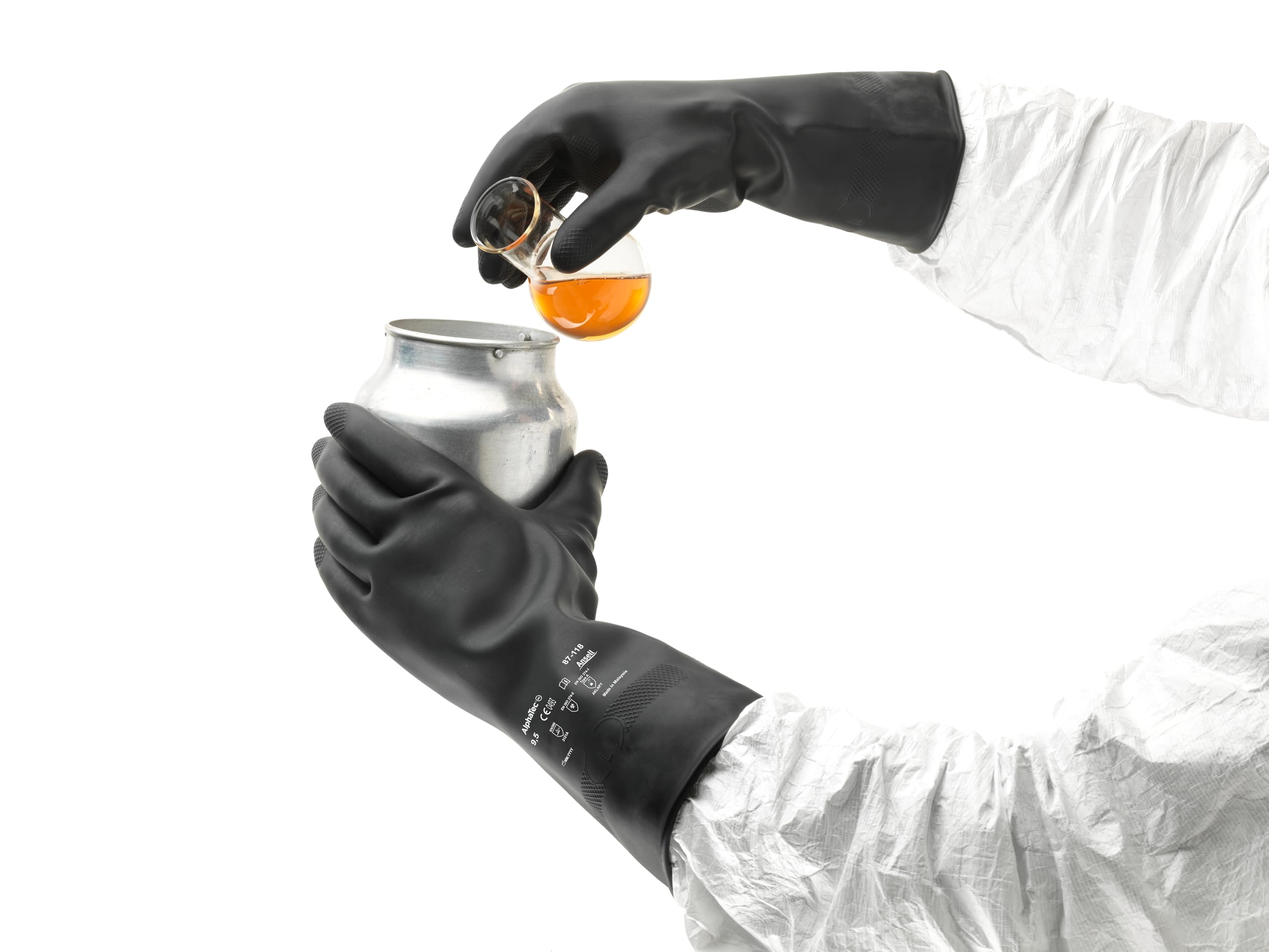 AlphaTec 87-118 Chemical Protection Gloves - Size 9.5, Black (Case of 144)