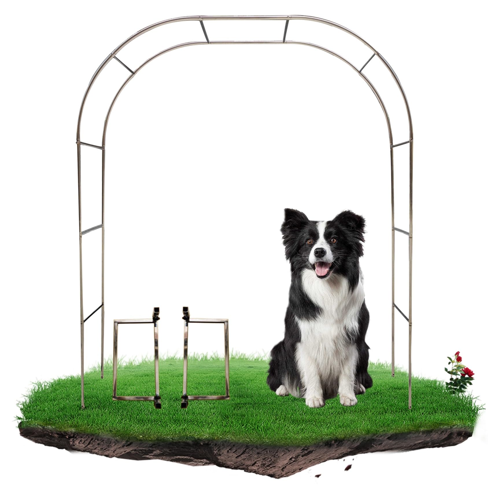 Stainless Steel Garden Arch Free Standing Garden Arbor Trellis 1.2/1.5/1.8/2/2.2/2.4/2.6/2.8/3/3.2/3.5/4/4.5/5m Wide Wedding Arch(Color:19mm+base,Size:3.2 * 2.4m(10 * 7.9ft))