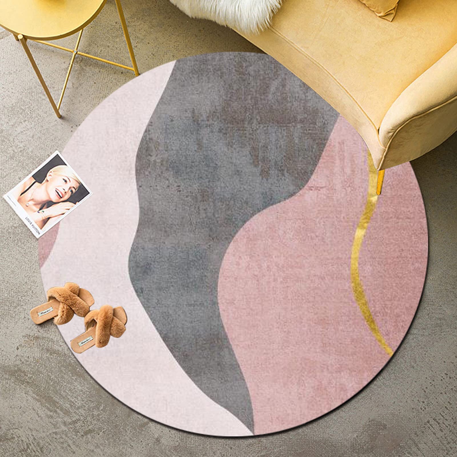 Tapis de sol antidérapant rond 180cm grand tapis salon doux