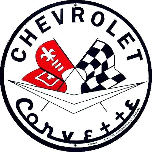 Signs 4 Fun Letrero redondo  Letrero Chevy Corvette  12 pulgadas de diámetro  Letrero de aluminio en relieve  Fabricado en los Estados Unidos