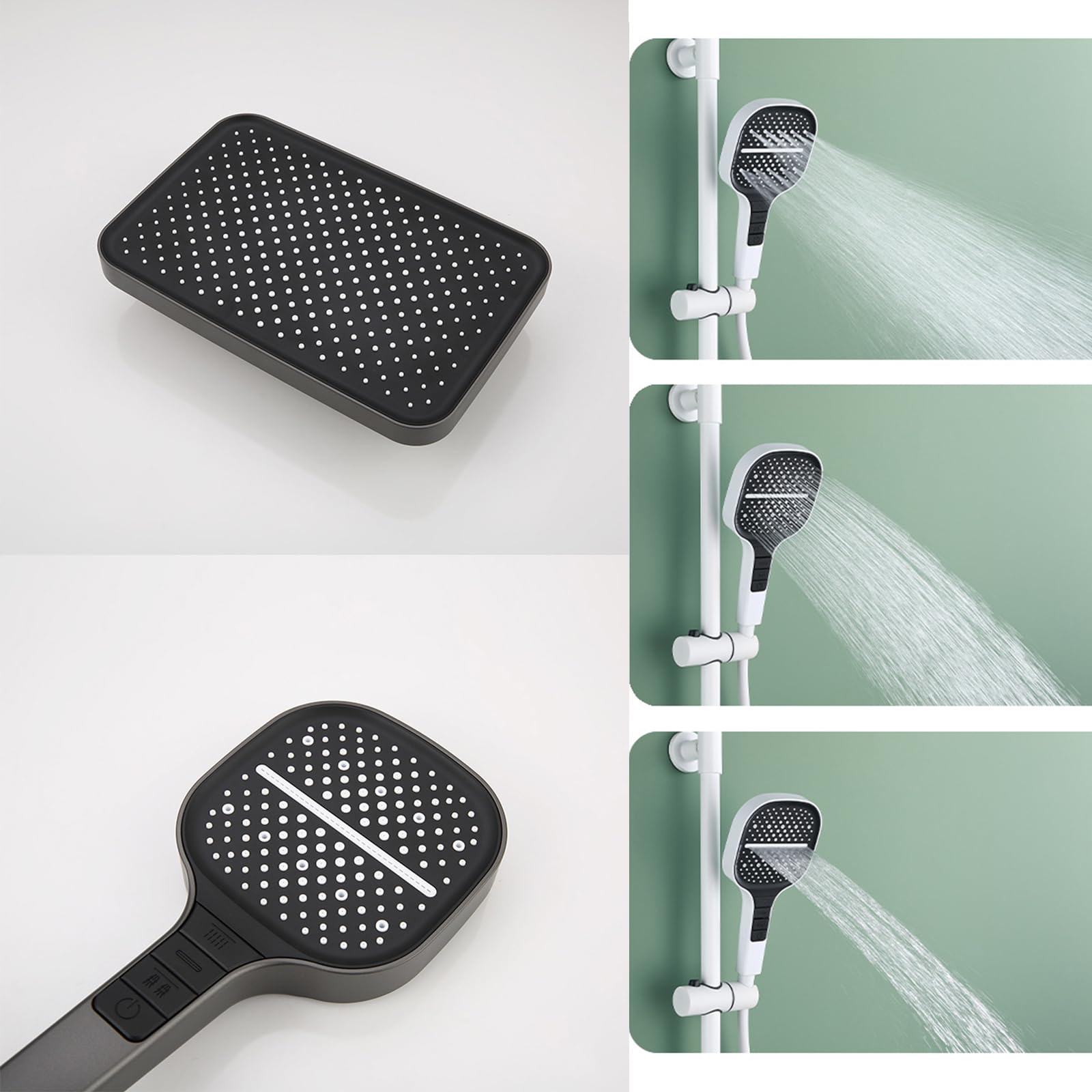 Set di rubinetti per Sistema Doccia con Display Digitale, luci ambientali, soffione a Pioggia, doccetta a 3 modalità, spruzzatore per Bidet a 2 funzioni, beccuccio per Vasca a casc