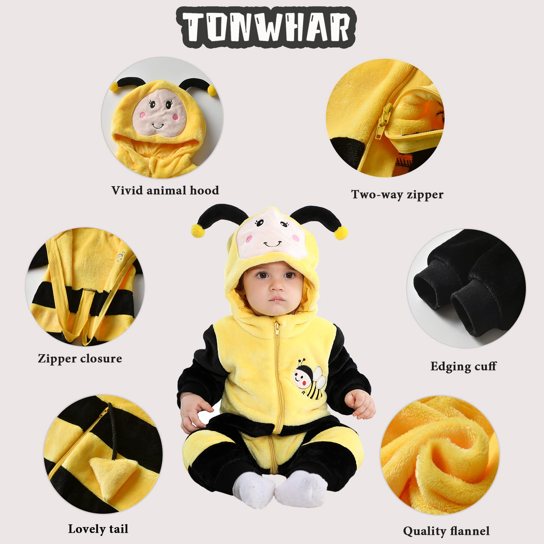TONWHAR Kid's And Toddler's Animal Halloween Costume Outfit Baby One-Piece Rompers Onesie — view 2