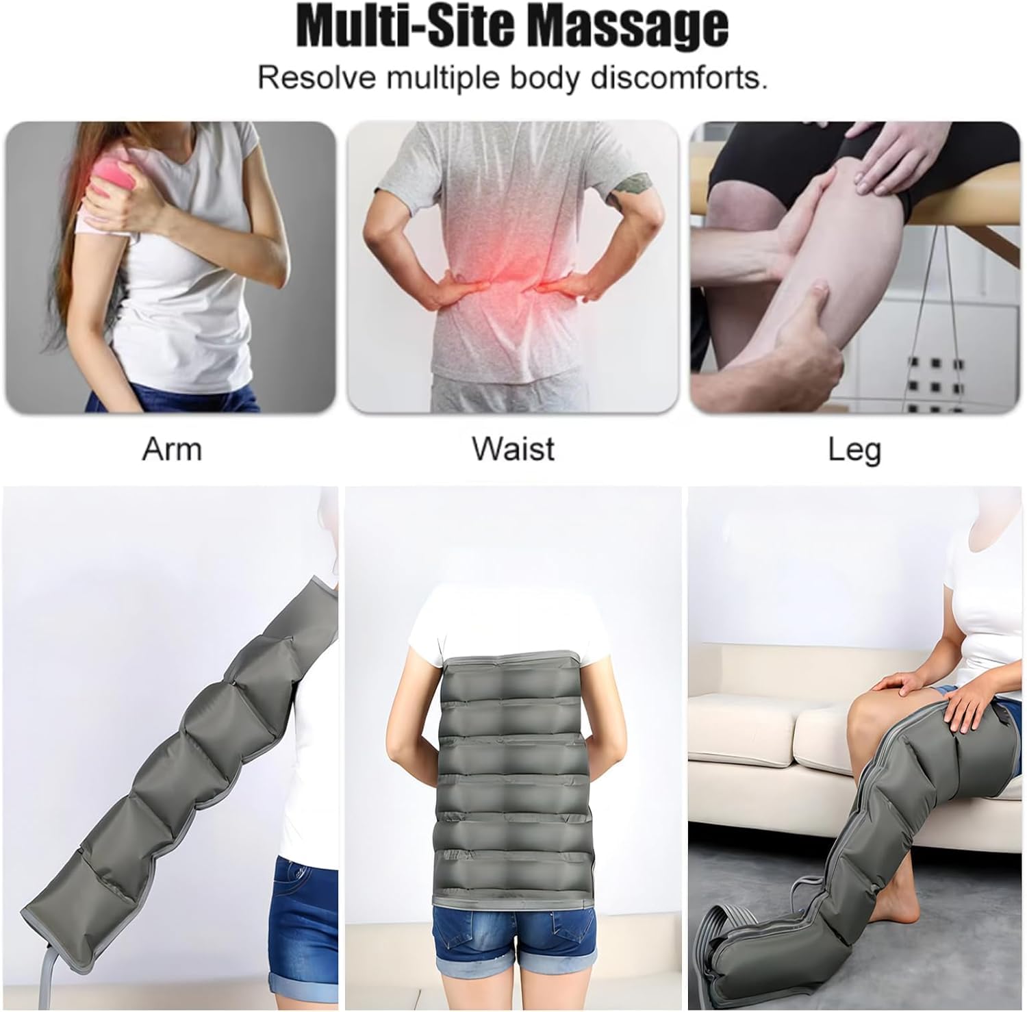 Instrumento de relajación Corporal Completa para Cintura, Brazos y piernas, Botas de compresión, masajeador de Drenaje linfático, masajeador de pies y piernas, presoterapia y drena