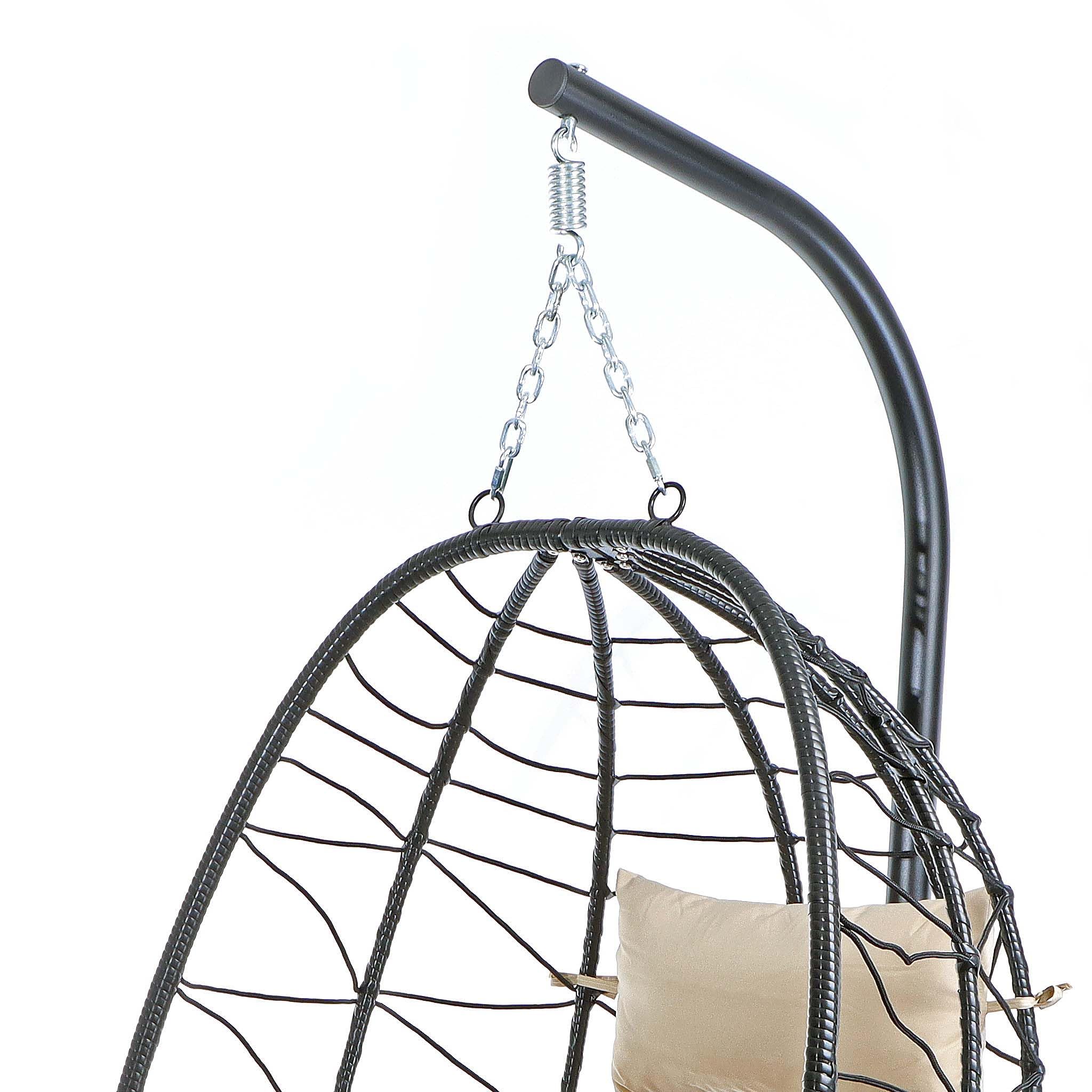 Wiltec Sillón Colgante de Interior Exterior Silla Canasta hasta 130kg Columpio con armazón y Cojines