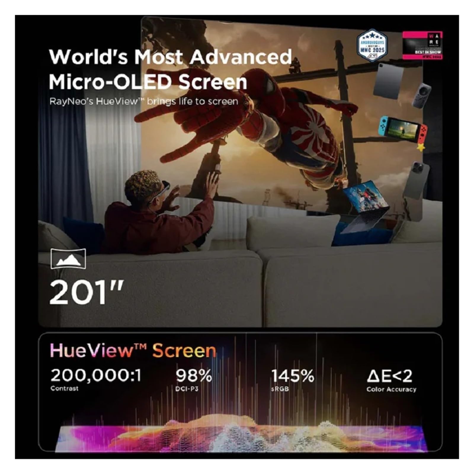Air 3S AR Glasses Micro OLED Screen Display 3D HD Private Cinema Pocket TV Compatible For Mobile Phone Computer Game Machine(With hdmi)
