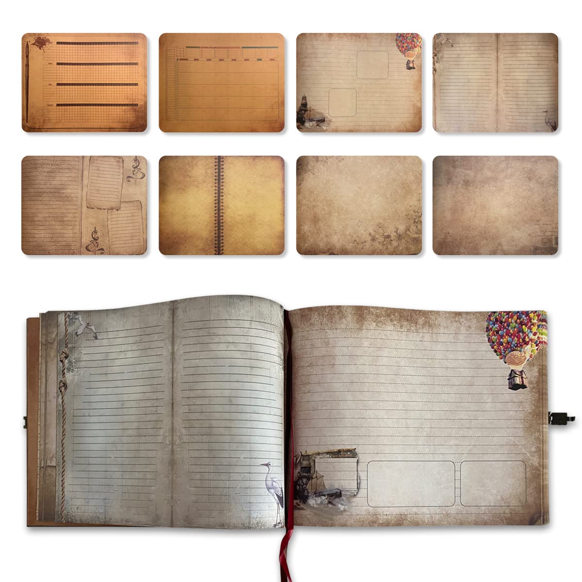 Abenteuerbuch Sammelalbum Reisetagebuch Fotobuch mit geprägtem Buchstabeneinband - Großes DIY handgefertigtes Erinnerungsfotoalbum für Jahrestag, Hochzeit, Babyparty, Abschluss (blau)