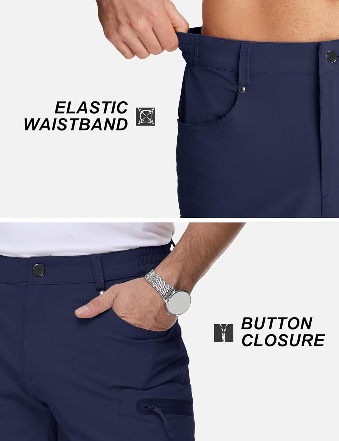 TACVASEN Men's Hiking Cargo Shorts 10" Quick Dry Lightweight Casual Summer Outdoor Golf Shorts with 5 Zipper Pockets - Image 5