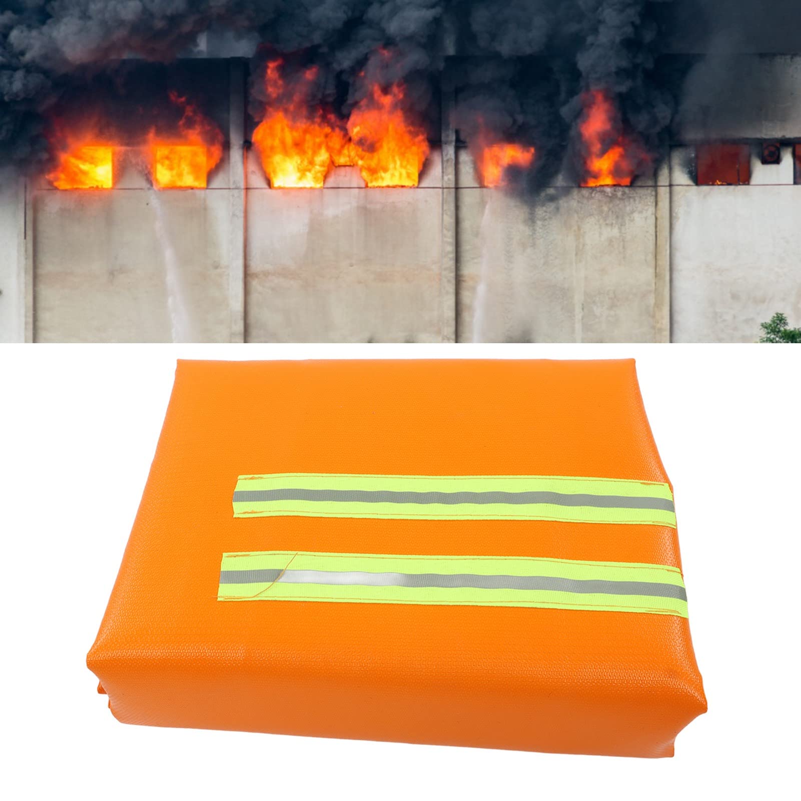 Asixxsix Capa Ignífuga, Diseño con Capucha con Tiras Luminosas, Manta Ignífuga de Silicona de Doble Cara Resistente Al Calor de 800 ℃, Manta de Protección contra Incendios de Emergencia con