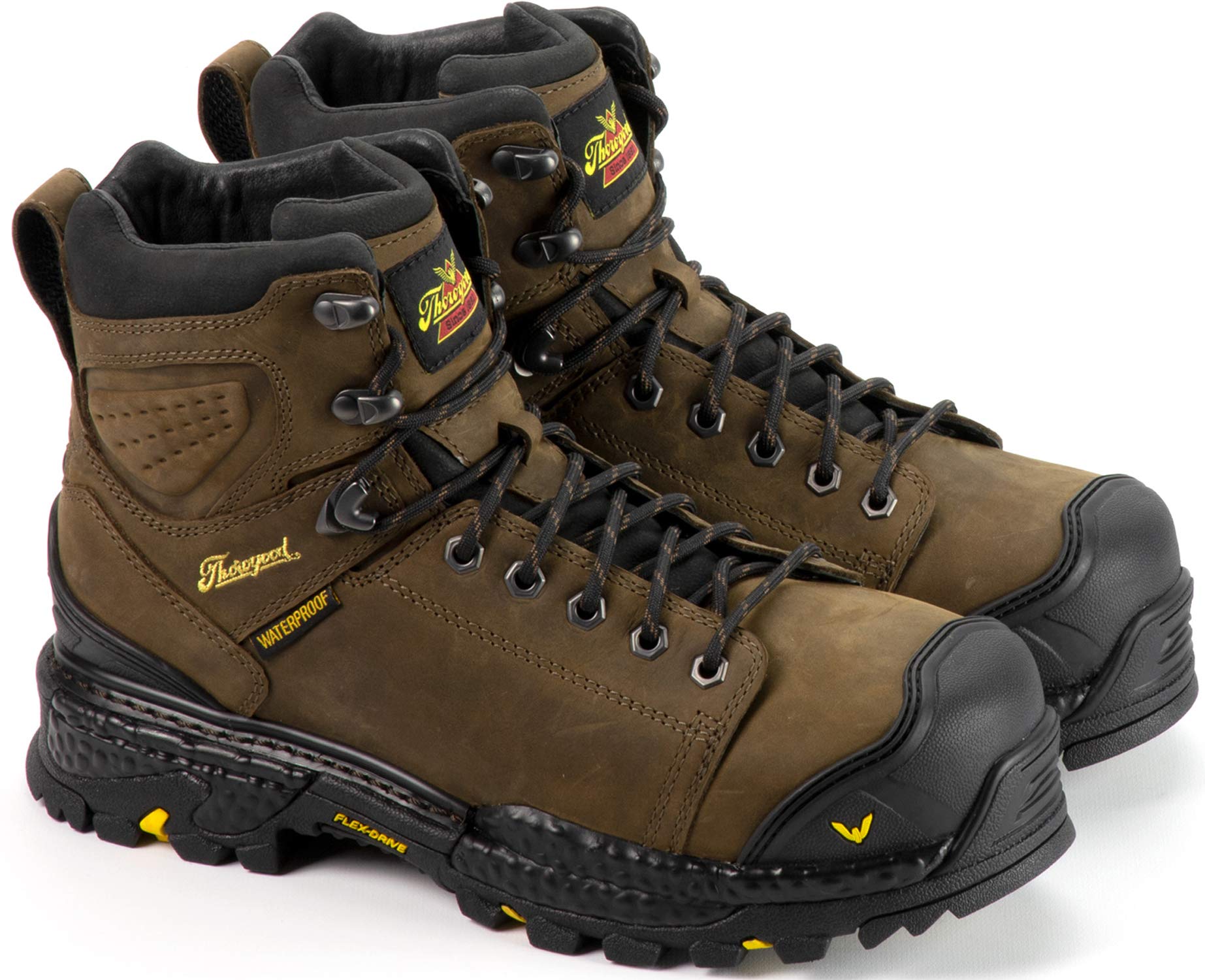 ThorogoodInfinity FD 6” Waterproof Composite Toe Work Boots for Men Made with Premium Full-Grain Leather and Slip-Resistant Anti-Fatigue Outsole; EH Rated