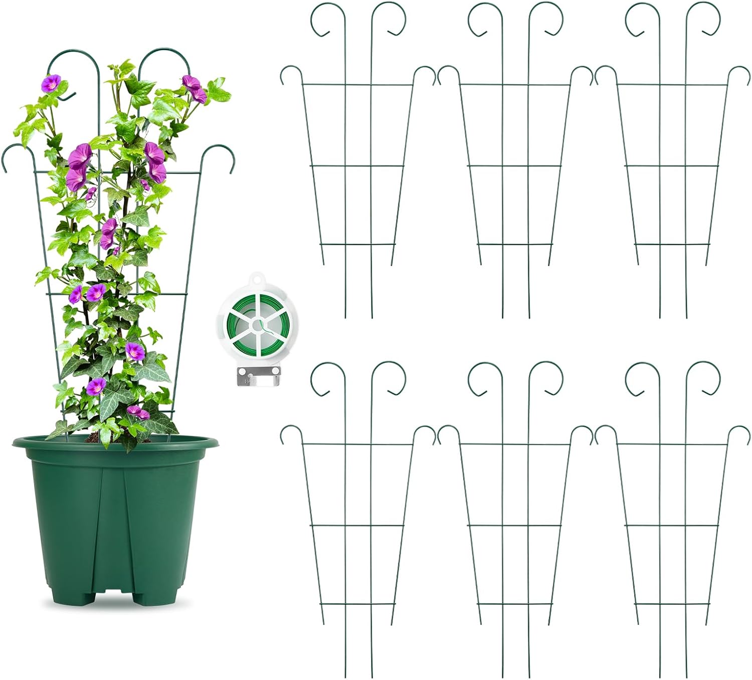 Pack of 6, 24 in Indoor Plant Trellis for Potted Plants Climbing, Metal Garden Trellis, Wavy Design 24" Wavy