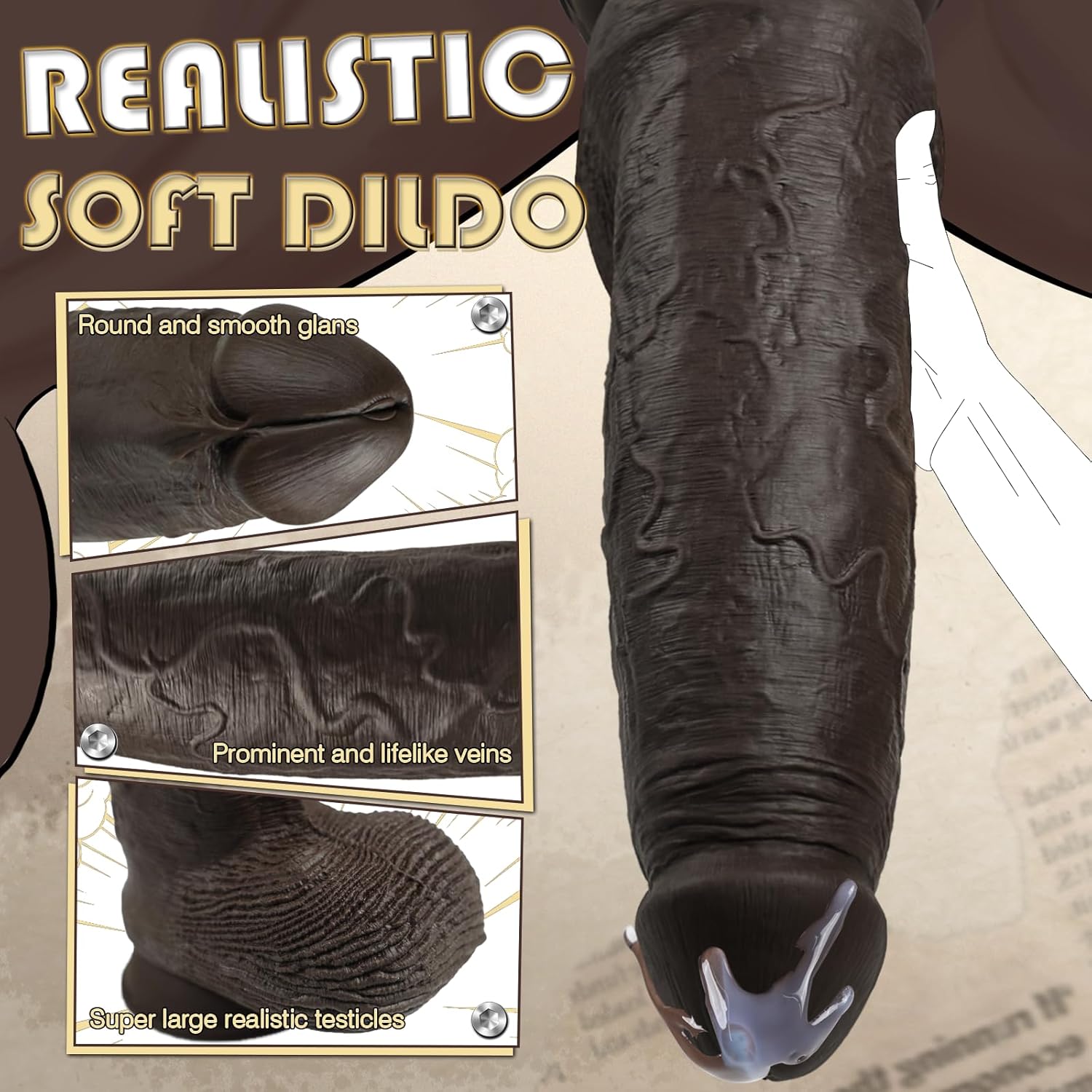 4" Diameter Extra Wide Huge Thick Dildo, 16 Inch Realistic Large Anal Dildo Dual Density Silicone with Suction Cup for Anal Stretching, Massive Girthy Butt Plug Sex Toys for Advanced Women Men Gay