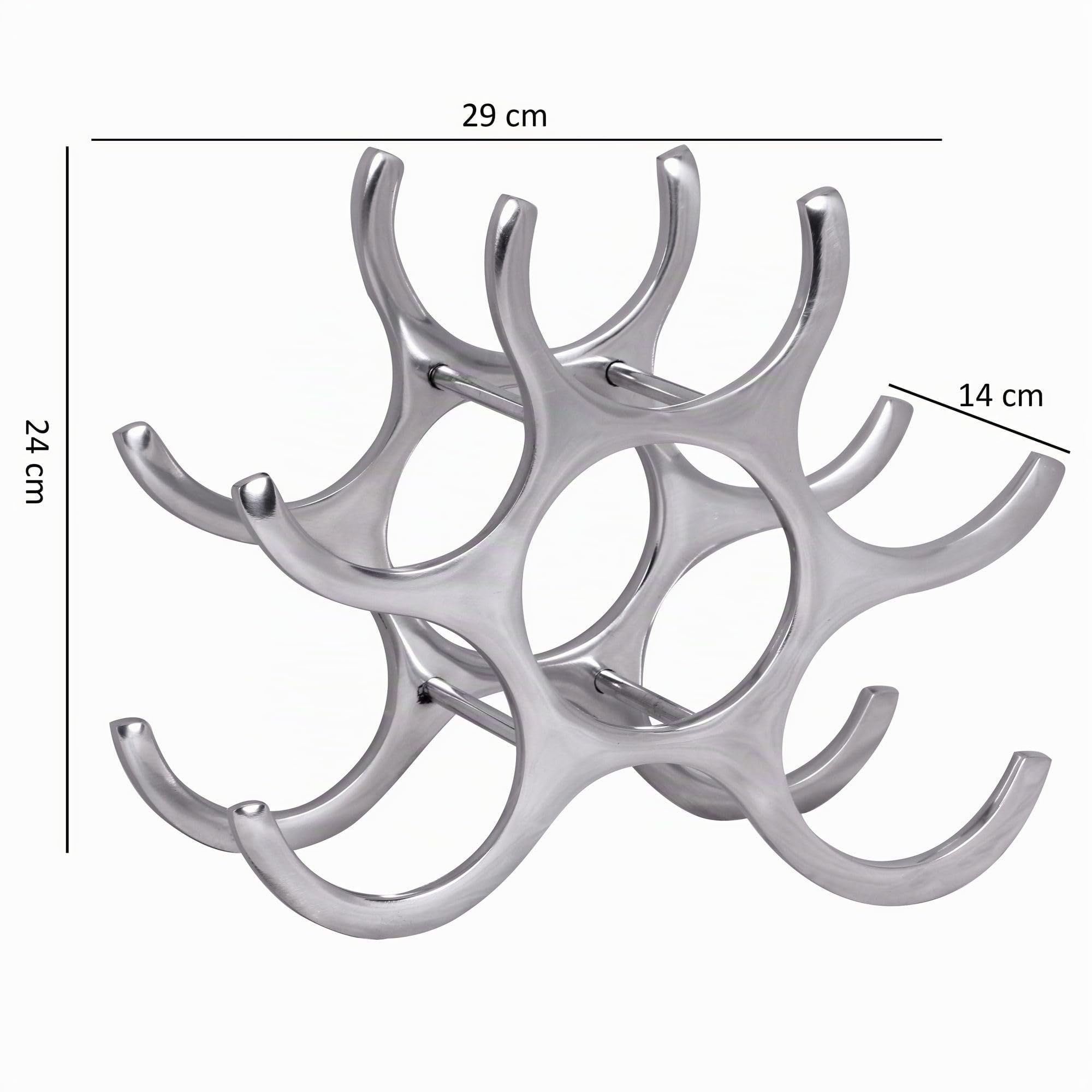 FineBuy Portabottiglie 29x14x24 cm Alluminio Argento per 6 Bottiglie
