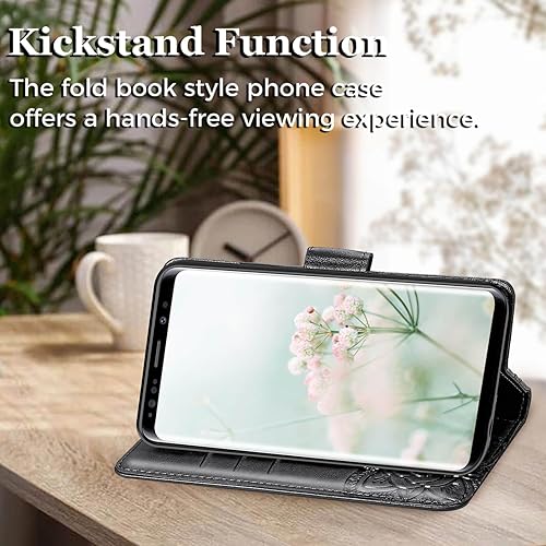 Miniatura 3 de Funda diseñada para Samsung Galaxy S9, de piel sintética, con diseño de mariposa, soporte para tarjetas de crédito, soporte con correa para la