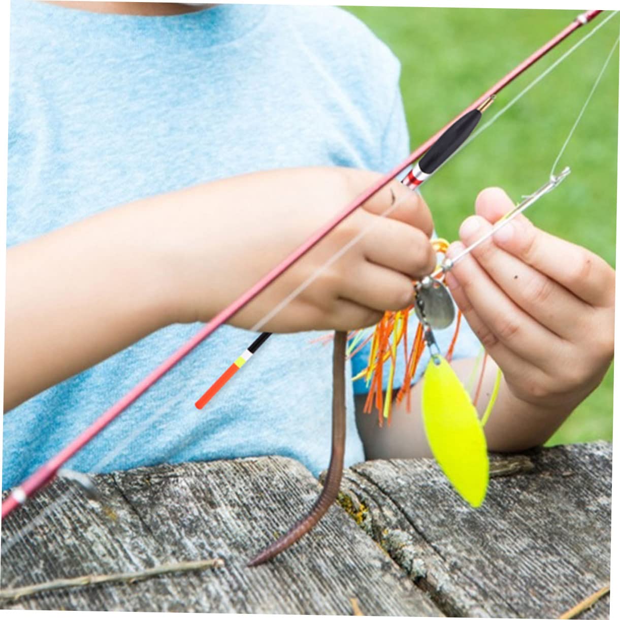 VANZACK Galleggianti da Pesca in Legno, 12 Pezzi, Grande Galleggiabilità, Coda Spessa e Visibile, per Pesca in Acque Dolci e Torrente