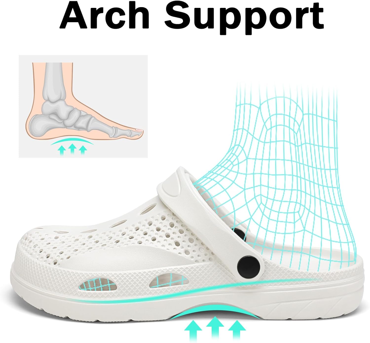 SOSOWHLTE Men's Women's Arch Support Clogs,Unisex Garden Shoes Comfortable Slip-on Outdoor Sandals Slippers for Beach Casual - Image 4