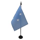 Micronesia Table Flag 4'' x 6'' - Micronesian Desk Flag 15 x 10 cm - Black plastic stick and base - AZ FLAG