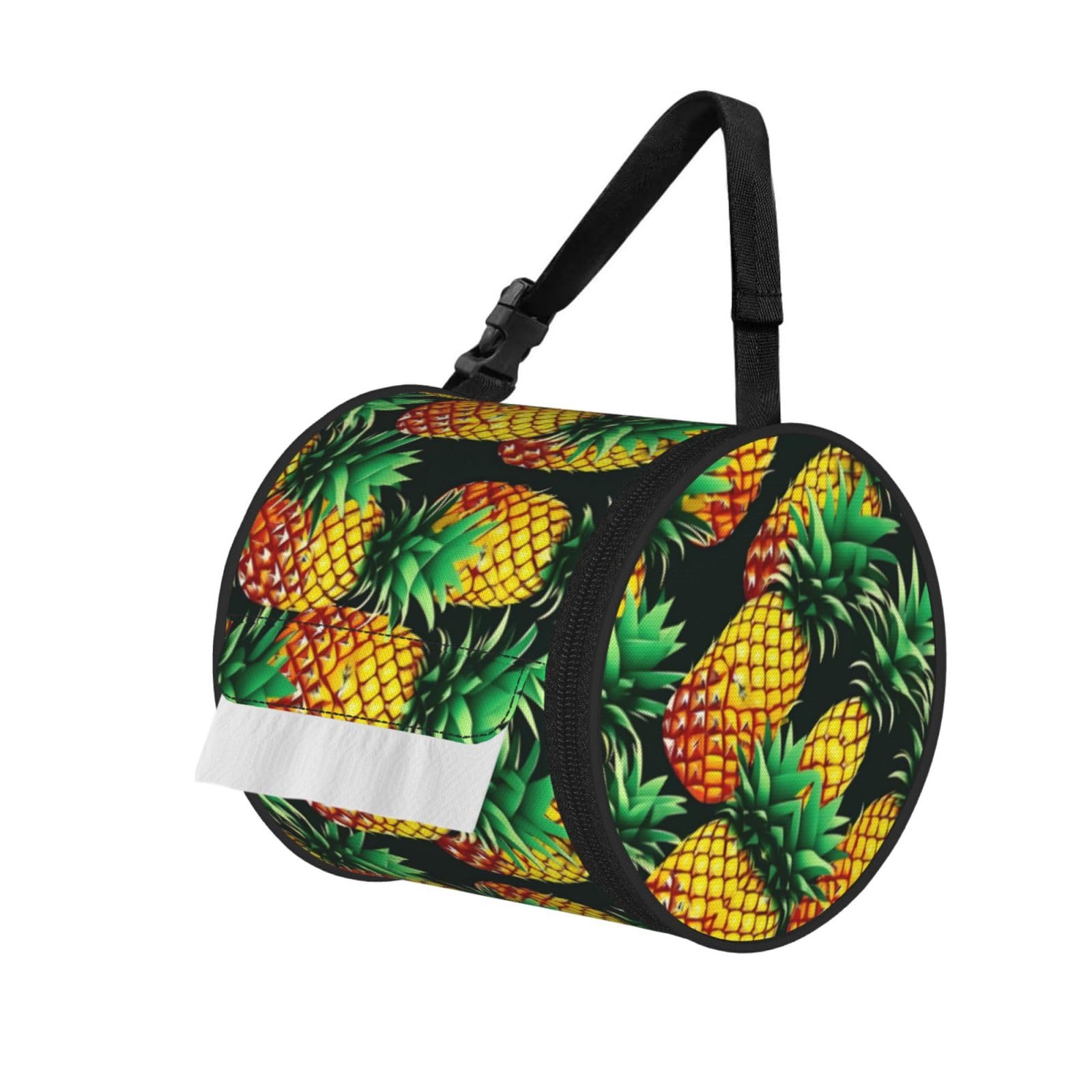 Tropical Fruit Pineapples Printed Pet-Proof Toilet Roll Bag, Durable Oxford Cloth with Handle for Travel Tent Kitchen