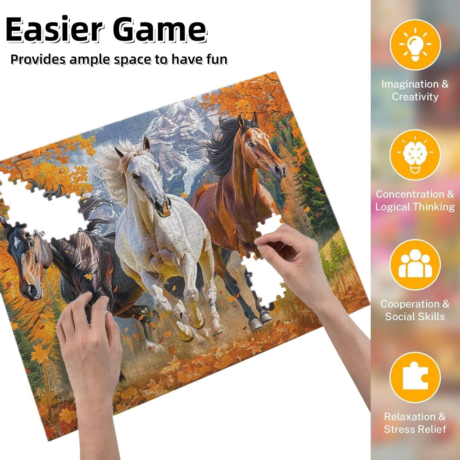 Jigsaw Puzzle, 5000 Pezzi Puzzle Classici, Animali Puzzle Rilassamento Intelligence, Mpossibile Difficile Puzzle Impegnativo per Adulti Puzzle Gioco Familiare, Regalo per Amore Amico Cavallo fr0-949