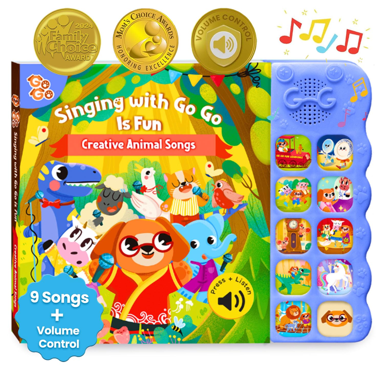 GO GO 10 Creative Animal Nursery Rhymes: Interactive Book for 1 Year Old, Sound Books for Toddlers 1-3, Musical Books for Toddlers 1-3, Music Book for Toddlers 1-3, Baby Books with Sound
