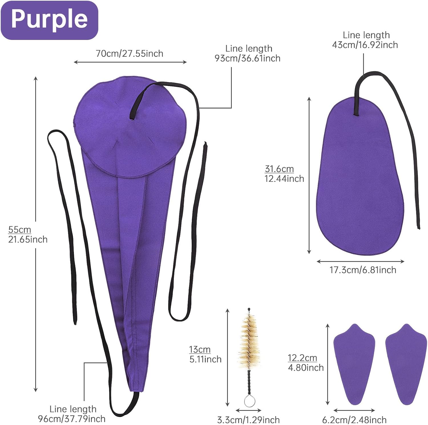 5pcs Alto Tenor Saxophones Cleaning Tools Microfiber Cloth Saxophone Care Sax Cleaning Swab Inner Chamber Cleaning Cloth, Sound Hole Cloth, Mouthpiece Brush (Purple)