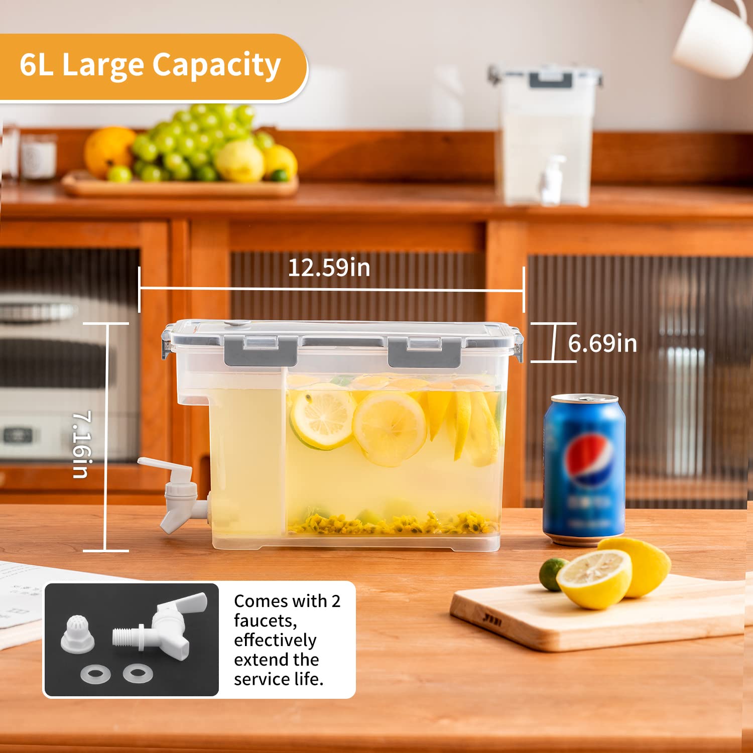 Dispensador De Bebidas Frías Con Grifo – 10 Litros, Transparente, PP Alimentario – Para Jugo, Té, Agua O Cócteles En Fiestas Y Reuniones
